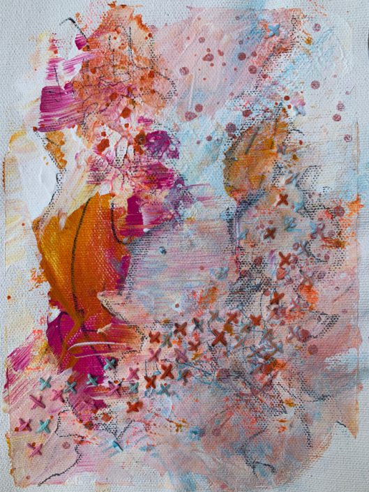 2021, Stitches 1, 14.8x20.9 cm, acrylic on canvas